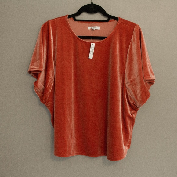 Madewell Tops - NWT Rust Colored Butterfly Sleeve Velvet Top